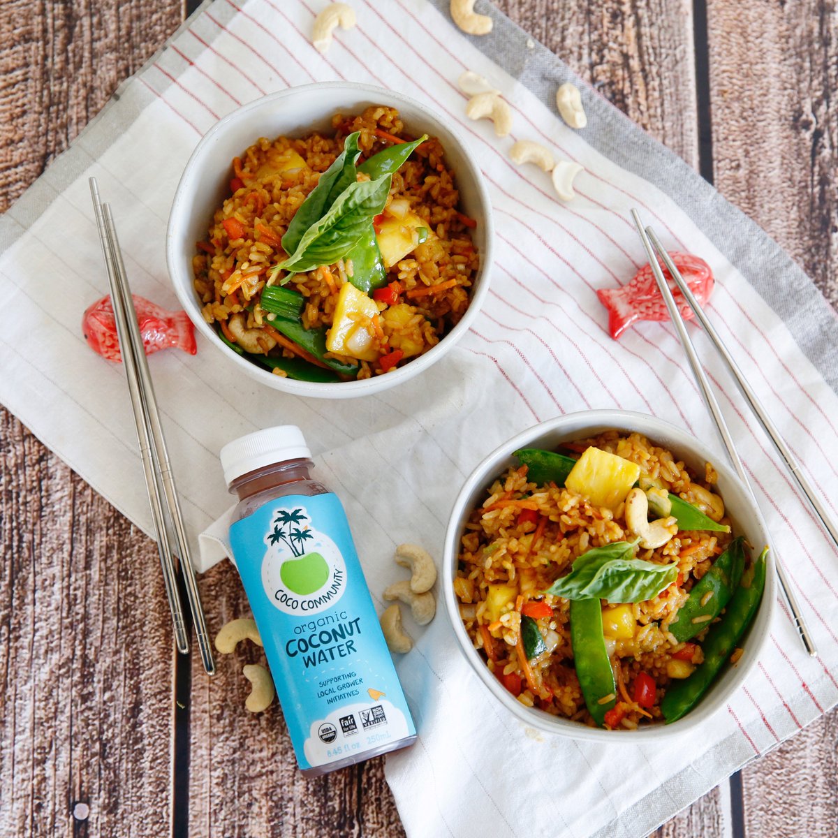 CocoCommunity's tweet photo. Let your table spread take you on a tropical escape 🌴🍍DM us for this delicious Thai Basil &amp; Pineapple Fried Rice recipe. https://t.co/OmW0AYD5k6