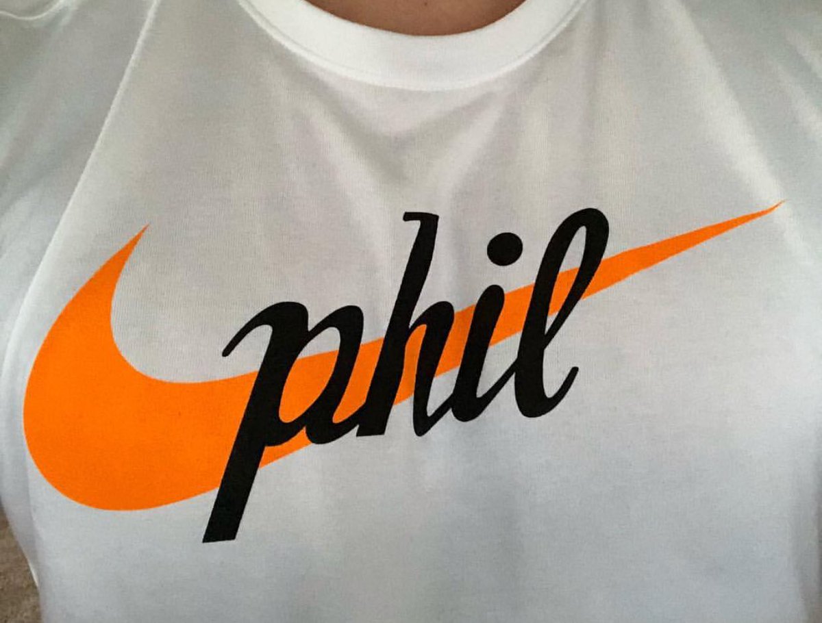 For Phil Knight’s 80th birthday, the Nike campus changed some Nike signs to Phil, handed out Phil T-shirts