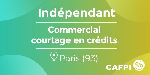 CAFPIofficiel's tweet photo. CAFPI Recrute un Commercial courtage en crédit H/F en statut indépendant dans le 93 (Saint Denis, Gourney sur Marne, Bobigny et Villemomble) 
Envoyez-nous votre cv à recrutement@cafpi.fr 
#emploi  #independant #finance #creditimmobilier https://t.co/hTq3IfED9t