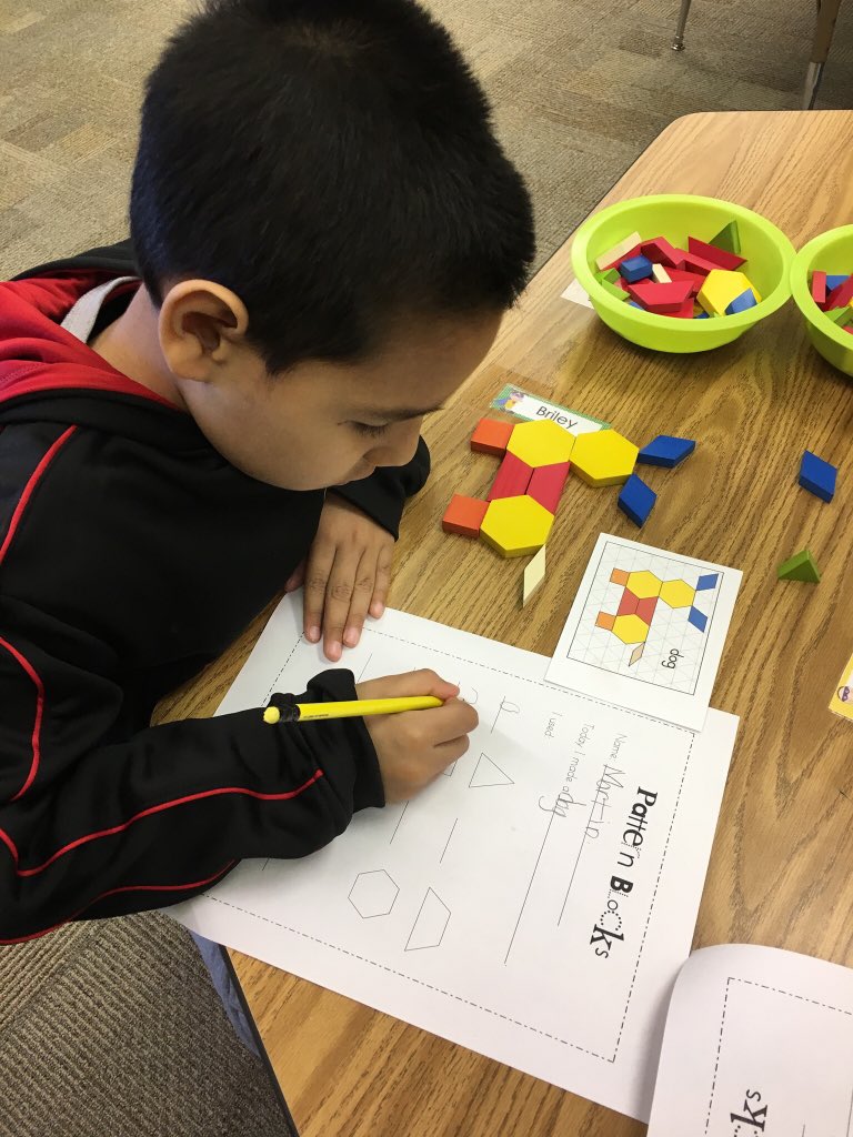 AudSamKdg's tweet image. Working hard to duplicate pattern block pictures and record what shapes were used. #yorkdukes #spatialawareness #geometry