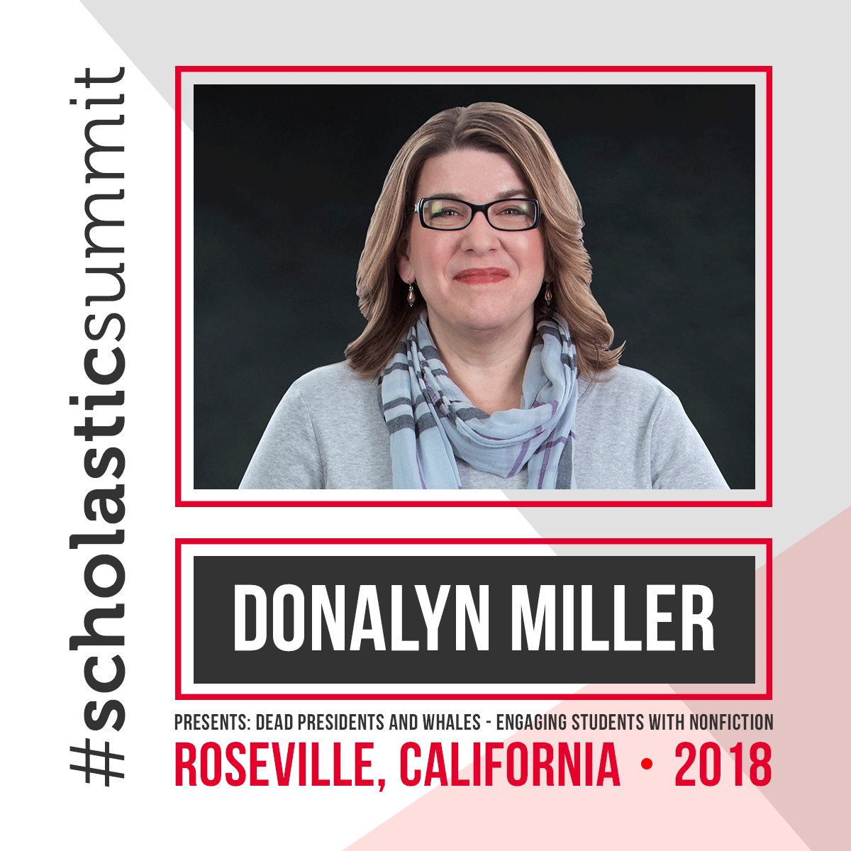 Scholastic's tweet photo. In the #Roseville, CA area?! Come hear from our official Ambassador of Independent Reading Advocacy, @donalynbooks, as she presents Dead Presidents and Whales: Engaging Students with Nonfiction on March 8. Register for this free event today! https://t.co/ttIVH8v1AG https://t.co/n7rJgkIeCQ