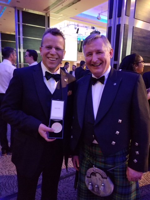 PurdueEngineers's tweet photo. Congrats to @PurdueME's Eckhard Groll, awarded the @jehallfridge Gold Medal at the #IORDinner2018 for research advancing #refrigeration and air conditioning. https://t.co/6LJptzPZZl
