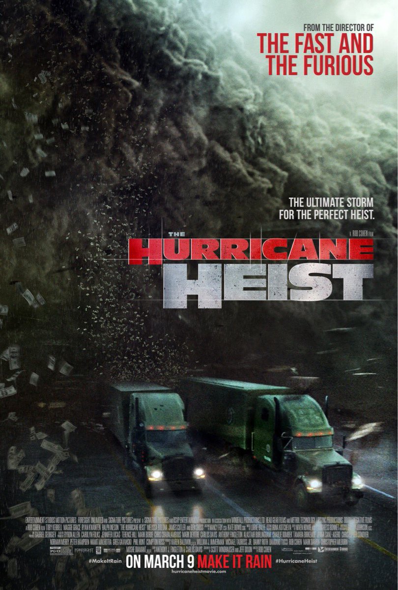 BenMkWrites's tweet photo. On March 9, #TheHurricaneHeist is taking theatres by storm. Follow, RT + Reply w/ your city to enter to #win ROE passes to the latest action thrill ride from the director of The Fast and the Furious! #MakeItRain https://t.co/pubYhvqLYK