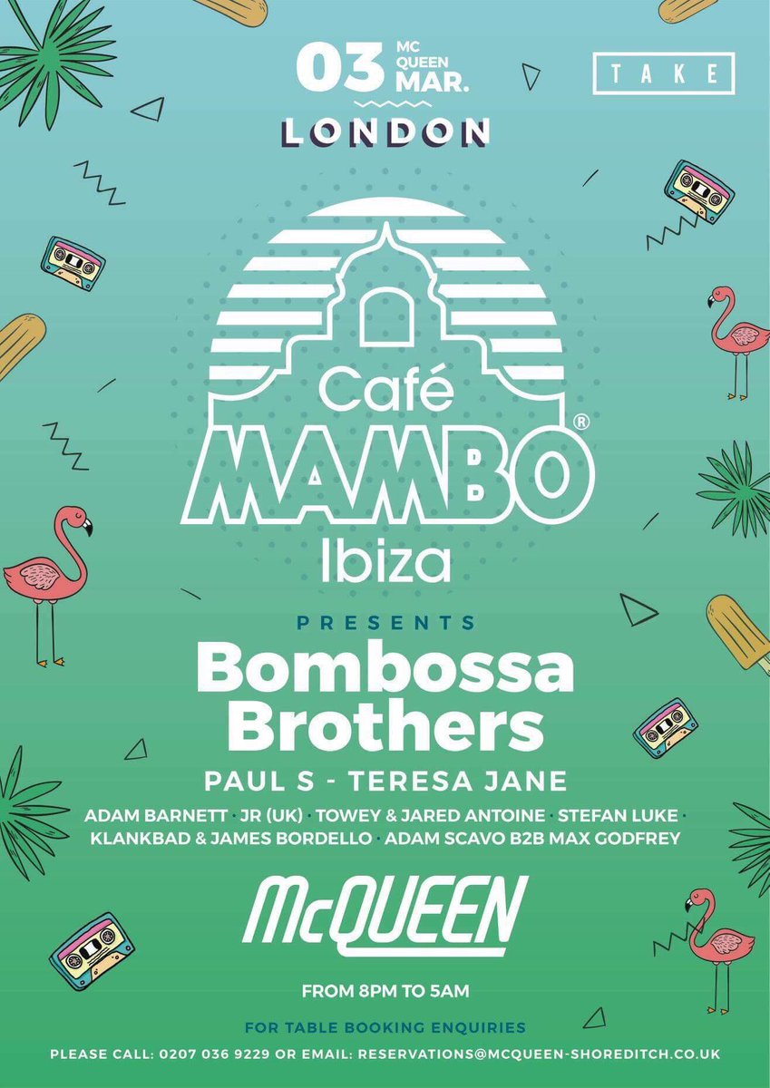 Max__Godfrey's tweet photo. Not long until Mambo Ibiza returns to McQueen - Shoreditch! Message me for tickets if you fancy coming along 👍 https://t.co/CJW4o6a1oc