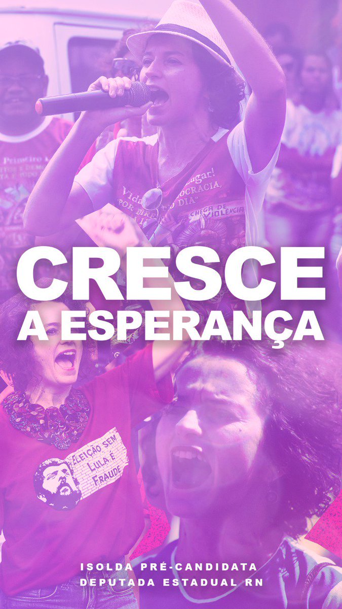 brisabracchi13's tweet photo. Tenha uma candidata à deputada estadual feminista e de luta 💜
#ToComIsolda #Eleições2018 

@Isoldadantaspt rainhaa https://t.co/H0xIzaqNSt