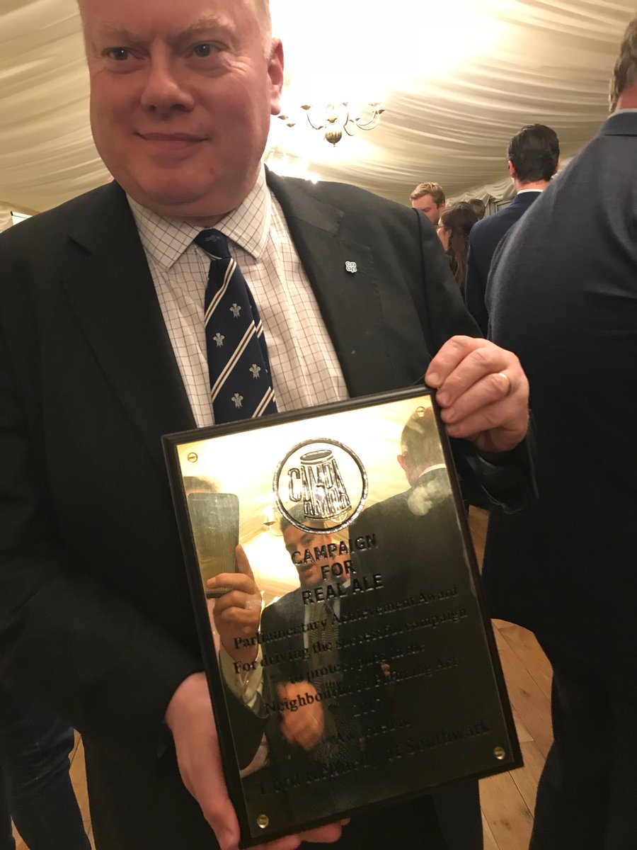 Lord Roy Kennedy, a top bloke and @CAMRA_Official Parliamentary member of the year. Well deserved Roy. @LordRoyKennedy