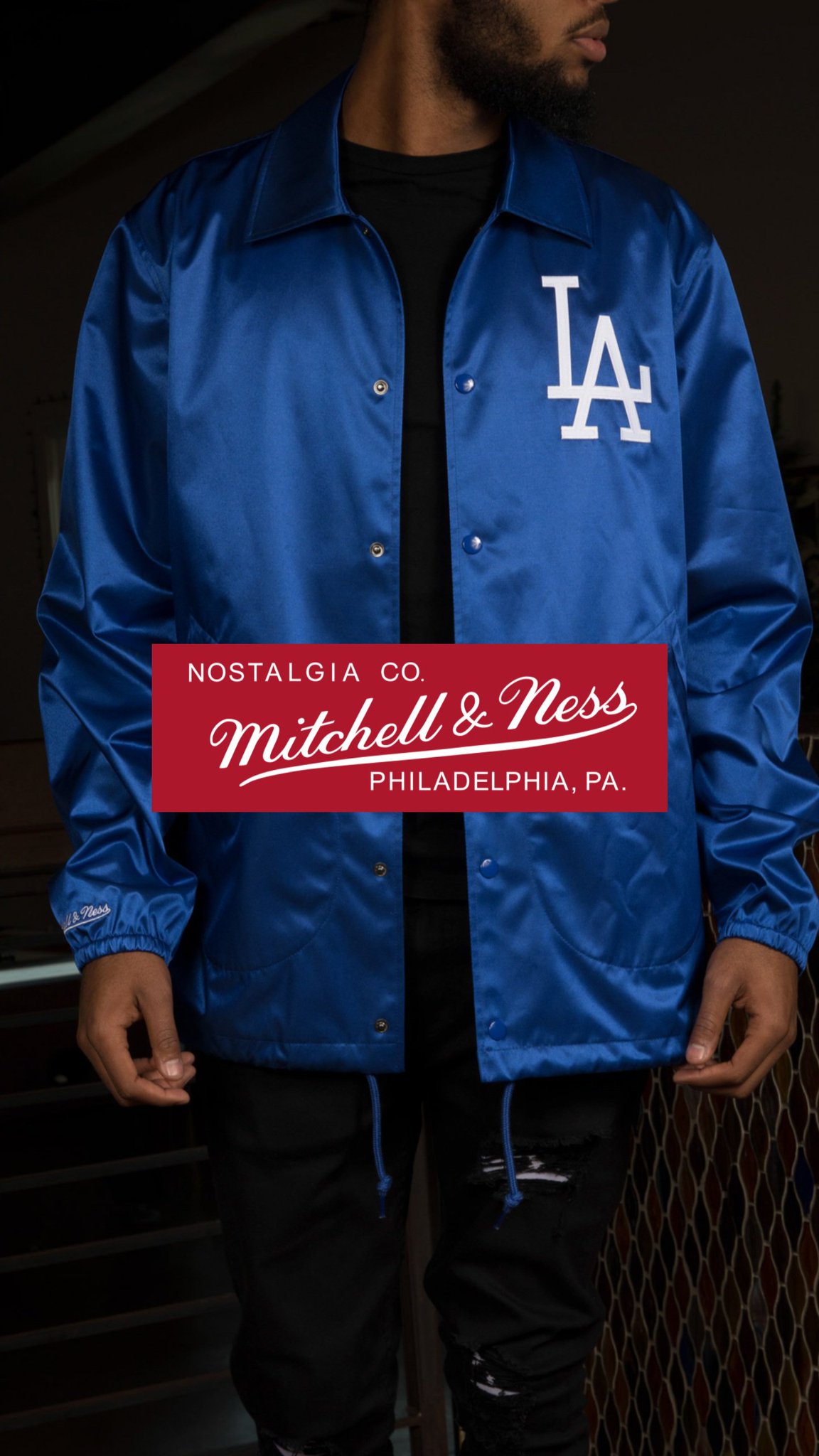 mitchell and ness dodgers satin jacket