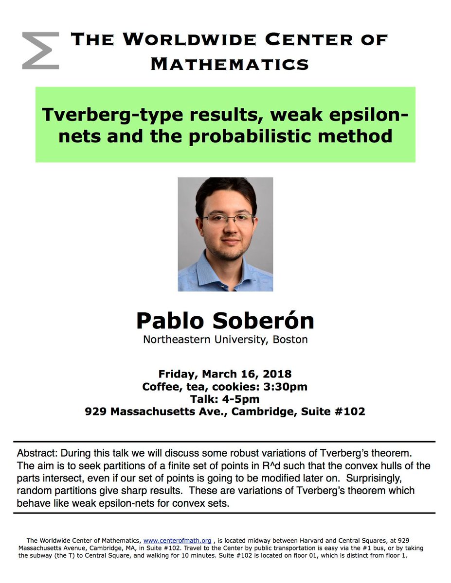 centerofmath's tweet photo. Upcoming talk at #wwcom by Pablo Soberón.

EventBrite: https://t.co/frkH2Xe2rl https://t.co/QvG1Fdn98Q