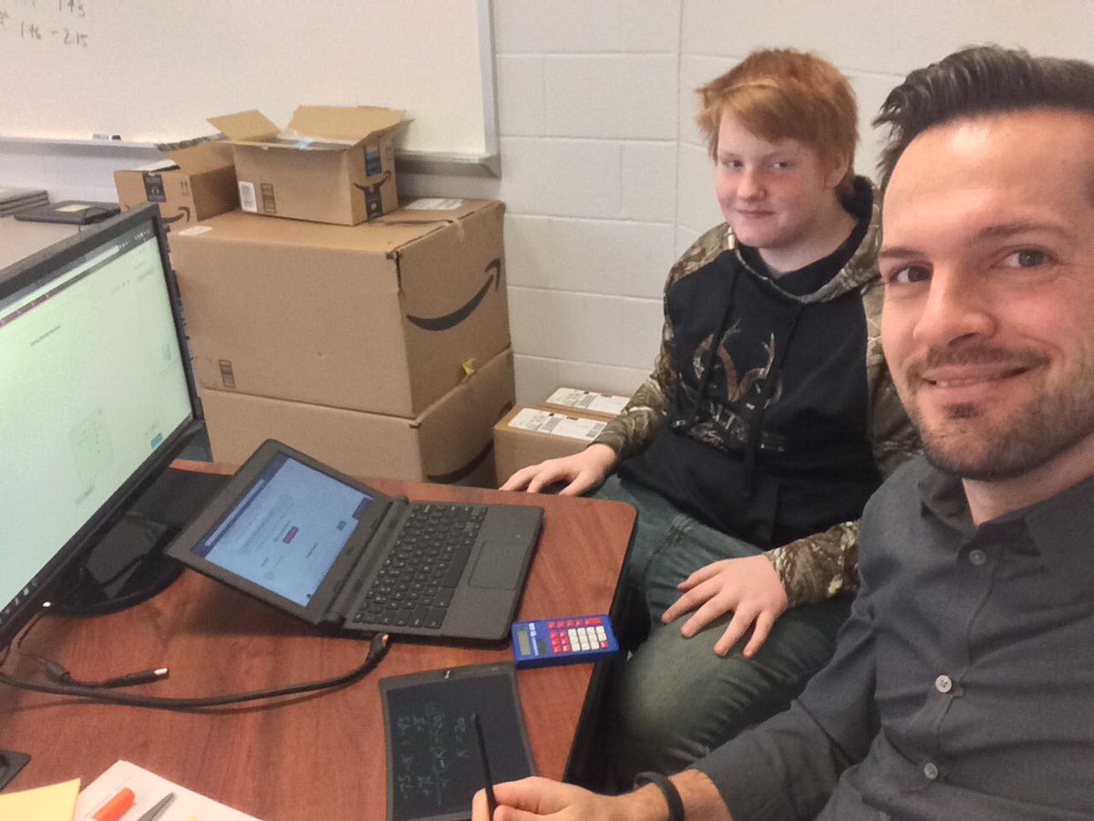 mohrohs's tweet photo. Providing feedback to students at the new #OVLA Help Desk using new monitors and the new Jot 8.5 eWriter by @boogieboard thru the financial assistance from the @OtsegoEndowFnd #OtsegoKnights https://t.co/2PuILUnRui