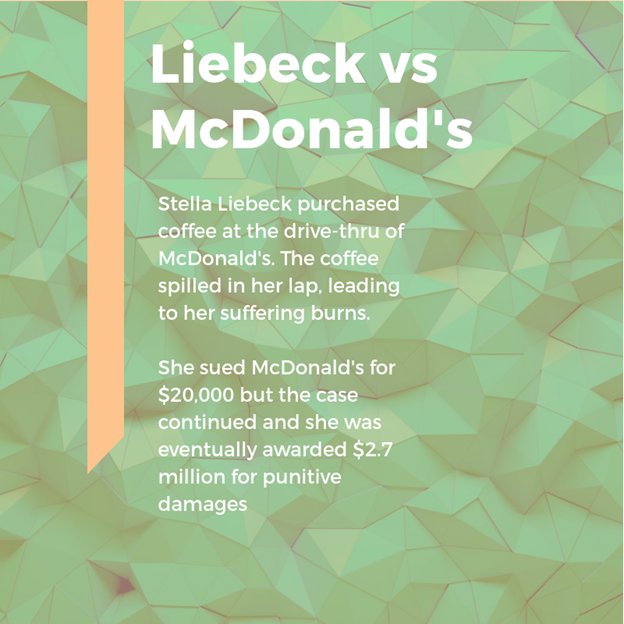 ThorseyLaw's tweet photo. This is perhaps one of the best known personal injury claims in the world. The Liebeck vs McDonald’s case from 1994. #FamousCases https://t.co/pP9lTvlVnu