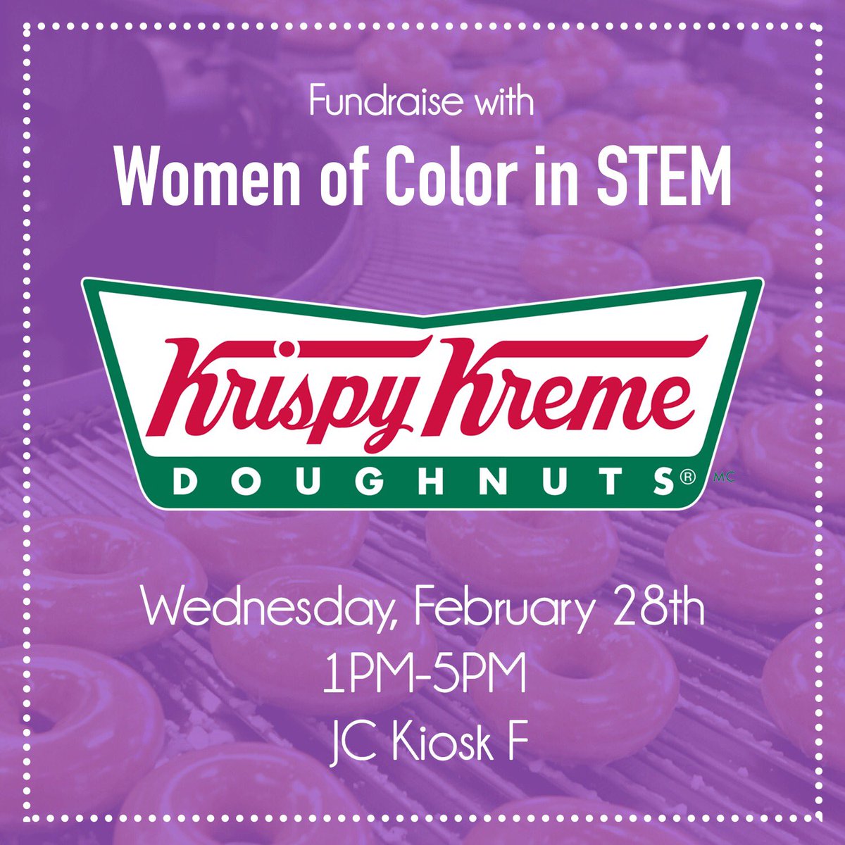WoCSTEM's tweet image. Come support our Krispy Kreme Fundraiser 🍩💜TOMORROW, February 28th💡stop by our kiosk to grab some donuts and hear about upcoming events 👩🏻‍💻👩🏽‍💻👩🏾‍💻👩🏿‍💻#gmu21 #gmu20 #gmu19 #gmu18