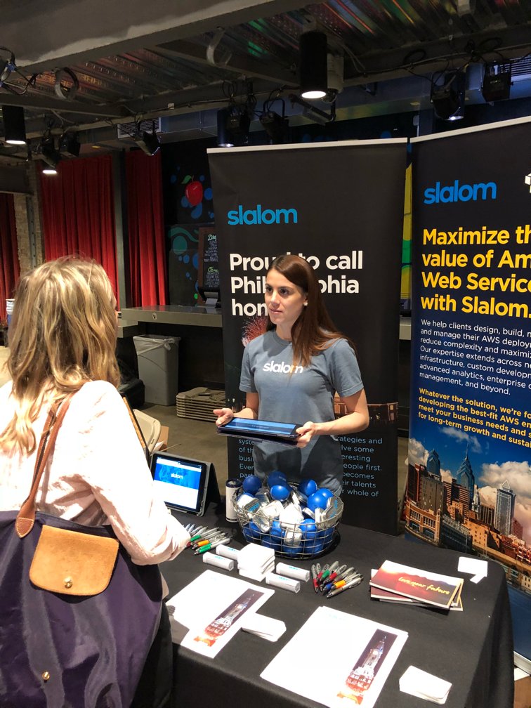 slalomphilly's tweet photo. Our team is here at @TechnicallyPHL’s #NetworkPHL18 to answer any of your @slalom questions! https://t.co/5ZHQHYoQfd