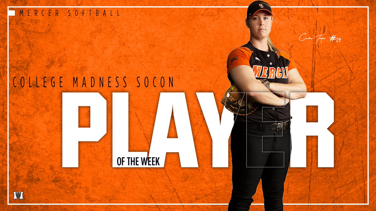 MercerUSoftball's tweet photo. Congrats to Caroline Taylor for being named College Madness SoCon Player of the Week!

#RoarTogether https://t.co/w70R7bqzH0