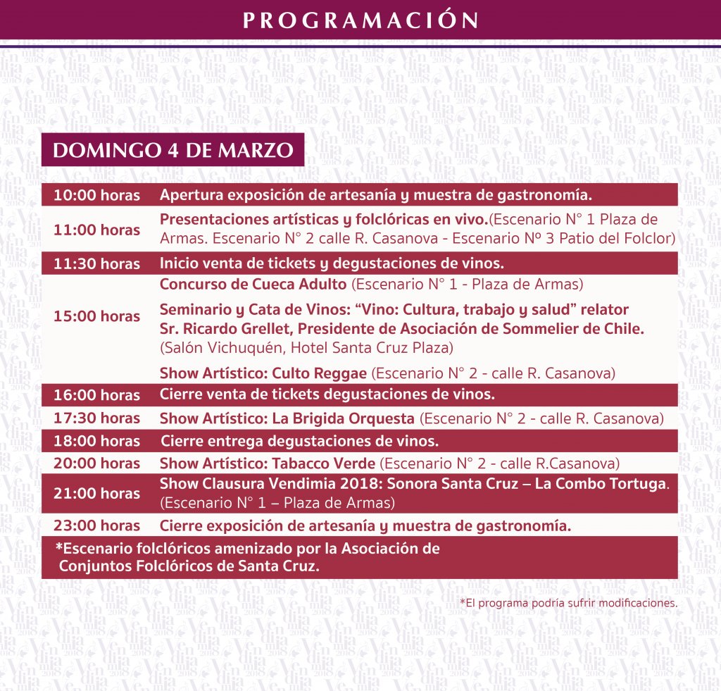 Todo listo para celebrar la Fiesta de la #Vendimia2018 en #Colchagua #SantaCruz !!!