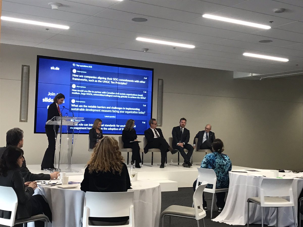 WalterBenWelch's tweet photo. Discussing the challenges and opportunities of implementing sustainable development measures in organizations today at the @GlobalCompactCA #SustainableDevelopmentCA @Triovest #SDGs https://t.co/HRkwIVDrOf