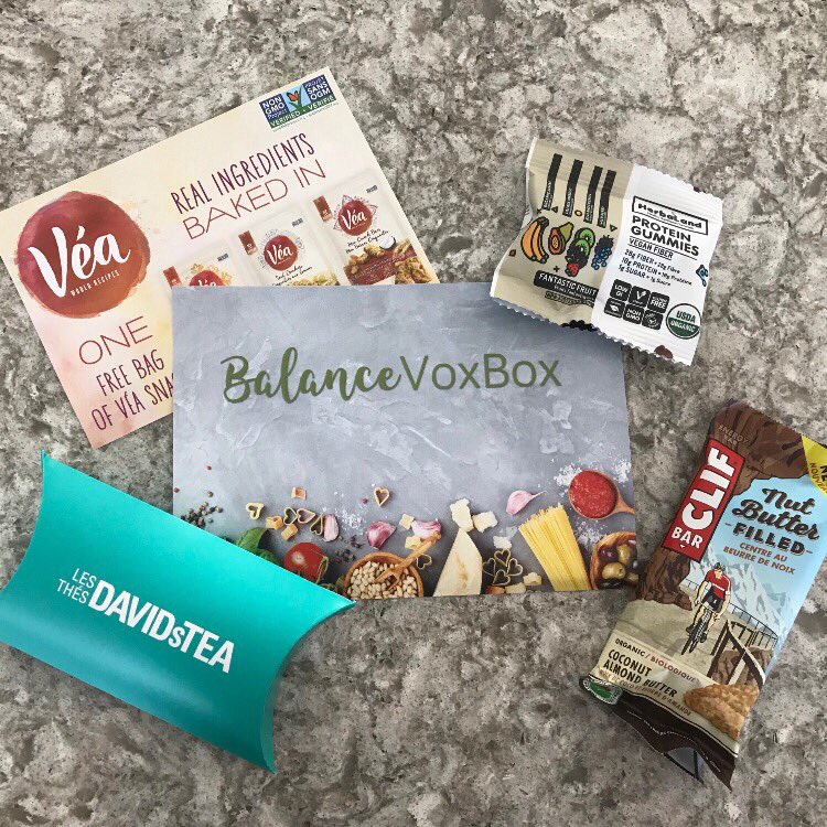tashac83V's tweet photo. @InfluensterCA Thanks @InfluensterCA @DAVIDsTEA @veasnacks @herbalandgummie @ClifBar for the AMAZING #BalanceVoxBox #GummiesForLife #FeedYourAdventure #DAVIDsTEA #VeaSnacks https://t.co/Nhe70bF2CG