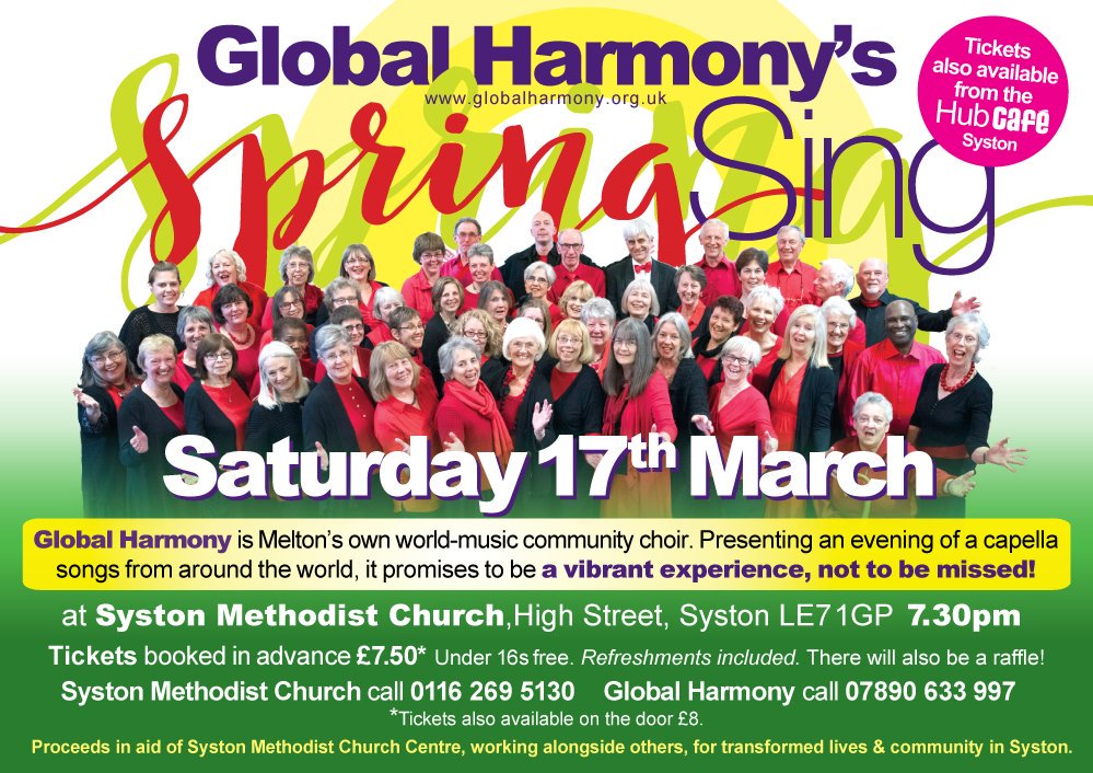 <a href="/SystonMethodist/">SystonMethodists</a> <a href="/RotarySyston/">Wreake Valley Rotary Club</a>
@systonwest Please come and bring friends... Spring Sing Syston... Tickets from #SystonHubCafe