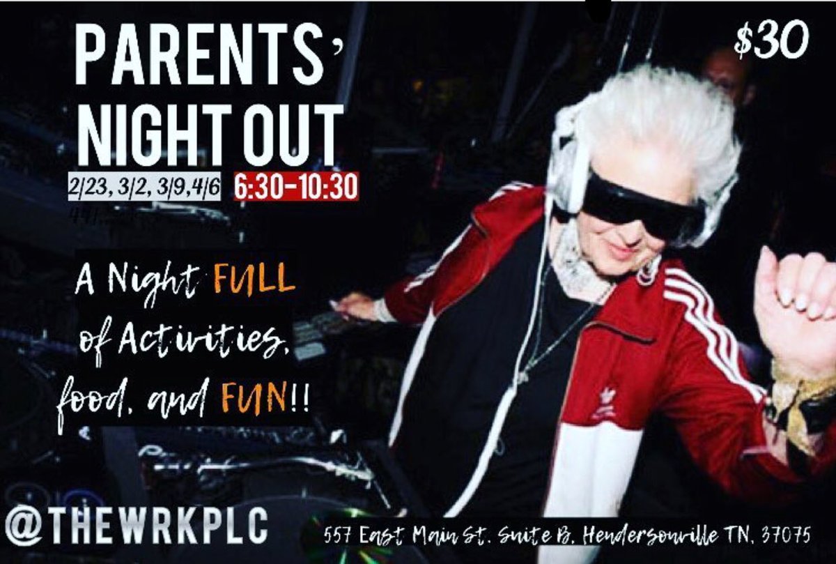 THIS FRIDAY! PARENTS NIGHT OUT! 6:30-10:30 PM! 3/2! BE THERE OR BE SQUARE! ☠️👌🏼🧡 #thewrkplc #PNO
