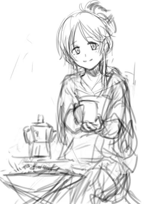 ゆるふわキャンプしてる藍子ちゃん描こうとして、服何着せたらいいかわかんなくてやめた絵 