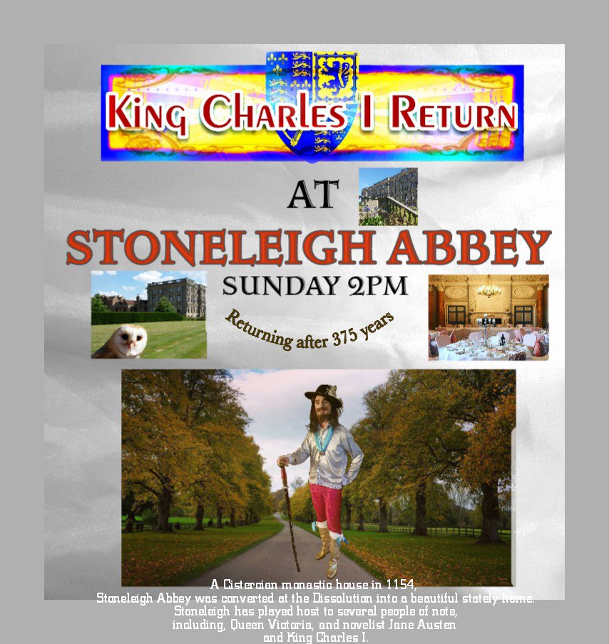 KingCharlesIRTN's tweet photo. This Sunday stepping in the footsteps of Queen Victoria, Jane Austen and of course King Charles I himself 👑 at the beautiful Stoneleigh Abbey 

#kingcharlesi #bringhistorytolife @StoneleighDave @covtelegraph https://t.co/ypFtChgVbm
