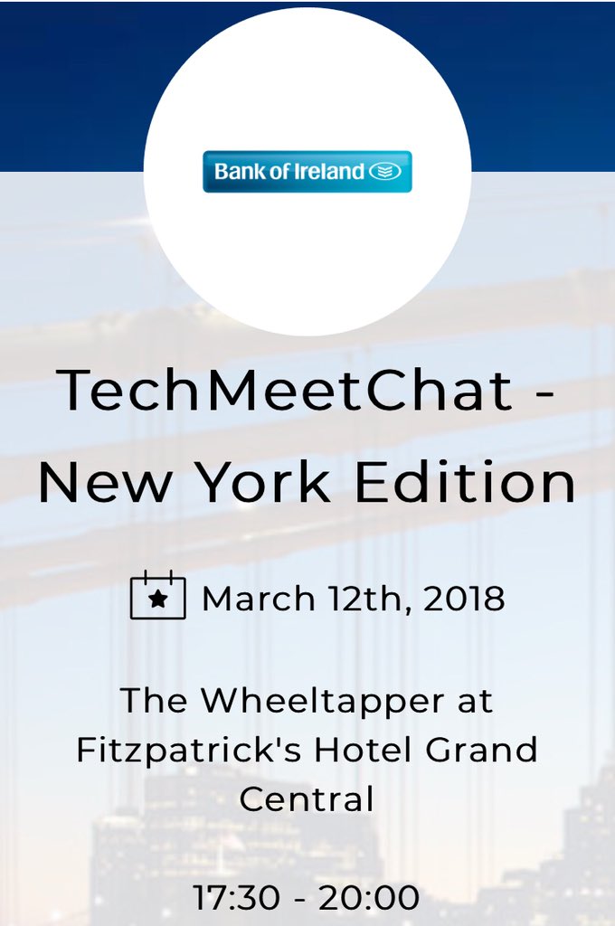 genemurphy's tweet photo. Back in #NewYork and holding a meetup Monday 12th March! Come on over to #TechMeetChat - New York supported by #BOIstartups. click the clicky thing to get a free ticket —>> https://t.co/3erKN3UvEJ https://t.co/bt5eiW7OHq