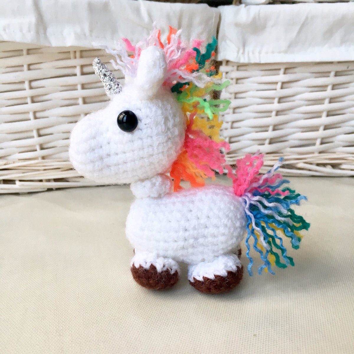 k8purcell's tweet photo. This little punkicorn is available now from my shop site - link in my bio. Fits in the palm of your hand 💜♥️ #unicorn #crochet #handmade #amigurumi #prettyrandom https://t.co/uc8mfngq79