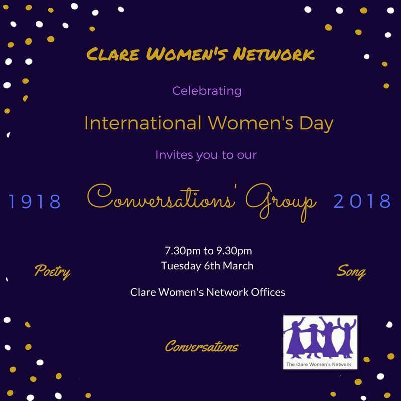 ClareWomensNet's tweet photo. Launching our #InternationalWomensDay celebrations with our #Conversations Group. Why don't you come along for what will be an entertaining evening. #Clare #Ennis #Women #Feminism https://t.co/ijKAGHVuJY
