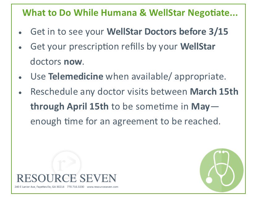 GlendaeMitchell's tweet photo. #WellStar #Health System may move outside the #Humana network on 3/15. It’s likely contract negotiations will cause the #contract to expire, which often turns into a battle between #insurer and #hospital. When an agreement is reached, it is typically honored retroactively. https://t.co/ArBDB3gLjO