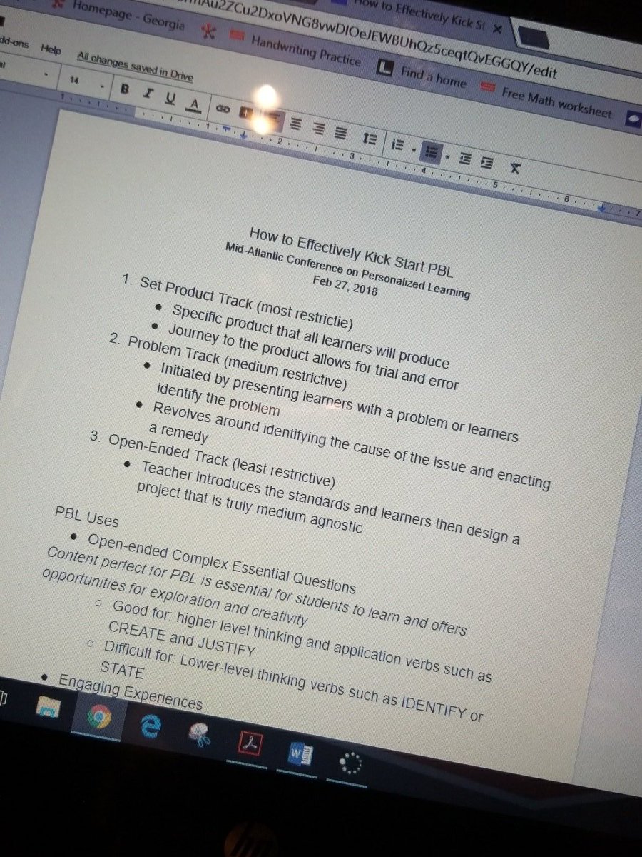 RWilliams_EDS's tweet photo. Excited to have some tangible strategies to take back to DHS! I've been waiting for PBL strategies. #PersonalizedLearning #MACPL18 #InnovateEd #EnsuringSuccess #ProgressingHenry #MACPL18 https://t.co/X59YUBQQ3u