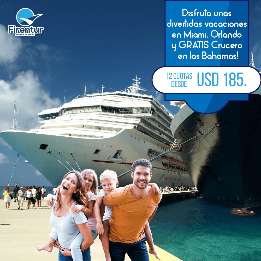 Viaja a #Miami #Orlando y conoce también las #Bahamas en #Crucero GRATIS!! 😱😱. Para más información del tour ingrese al link goo.gl/UUfivC 
#AgenciaDeViajes #ViajaSeguro #Viajeros #Viajar #Turismo #PagoSeguro #Destinos #Firentur