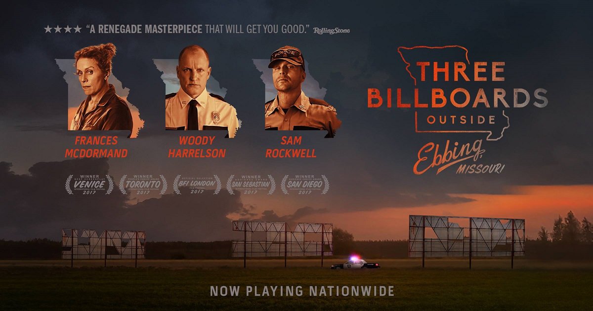 AlejandrOK2020's tweet photo. Vista #3AnunciosPorUnCrimen Three Billboards Outside Ebbing, Missouri ya hablé de ella anteriormente. Candidataza a llevarse a todo. Misuri está en el centro de EE UU, seguramente sea asi de fascista, en las peliculas solo vemos retratado las costas.
#TBOEM #LaCarreraAlOscar https://t.co/s7rV14QbMg