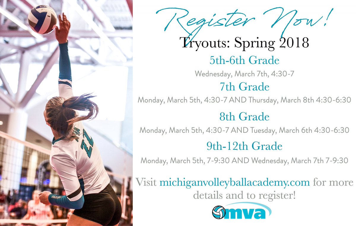 Spring Tryouts Start Next Week! Are you registered? 💙🏐 #whatsyourwhy 
For more info visit: michigansportsacademies.com