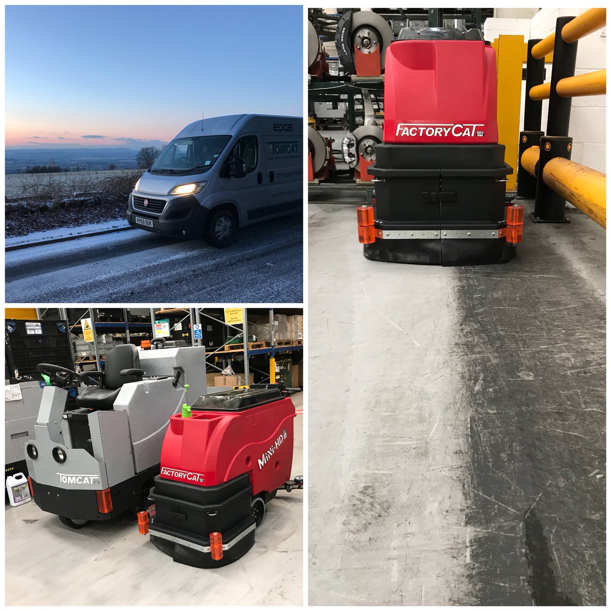 leonglasspool's tweet photo. Despite #SNOWMAGGEDON we still managed new dealer visits and industrial demonstrations and made it #BackInTimefortea #TomCat #FactoryCat 0800 313 4336 https://t.co/eknpylCbuA