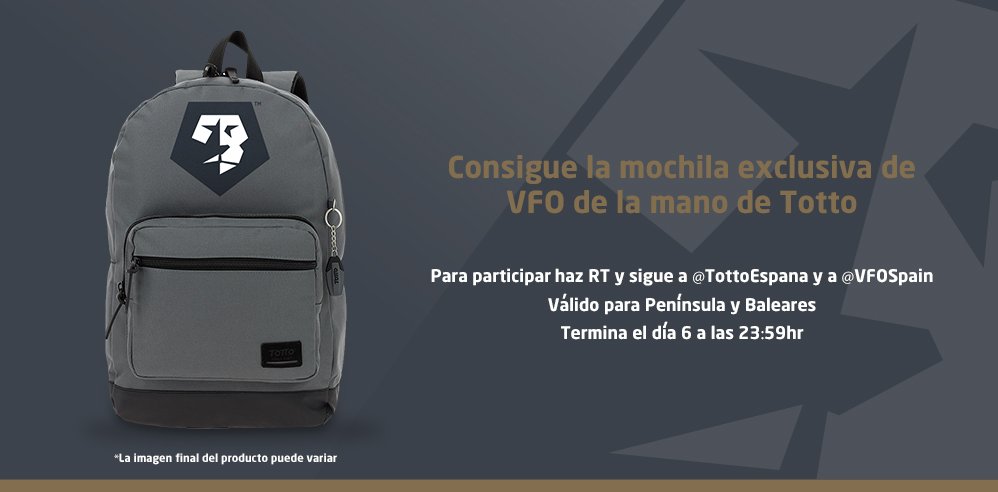 Para celebrar la #CopaTOTTOLAB y la #CopaTOTTO de esta tercera temporada, sorteamos dos mochilas (1 por ganador) personalizadas con el logo de VFO entre todos los que sigan las instrucciones de la imagen.

(Los ganadores se conocerán el día 7 de marzo)