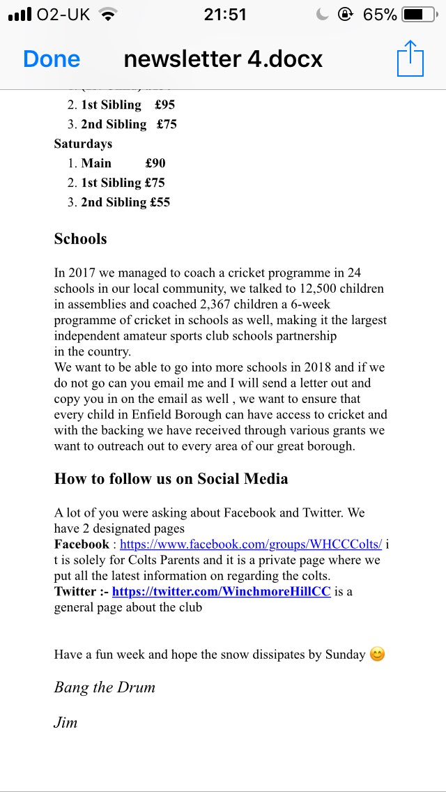 Issue 4 of our colts newsletter is out . #summercamps #ladiescricket #schools #summerandwintertraining #membership #wearewhcc2k18 #bangthedrum