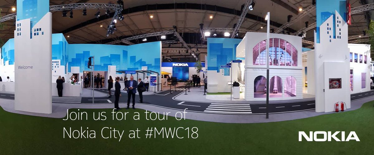 nokia's tweet photo. ICYMI: Take a video tour around our Nokia City at #MWC18 with @kalske https://t.co/WT7eakI4Mw https://t.co/bcJdYE9jY8