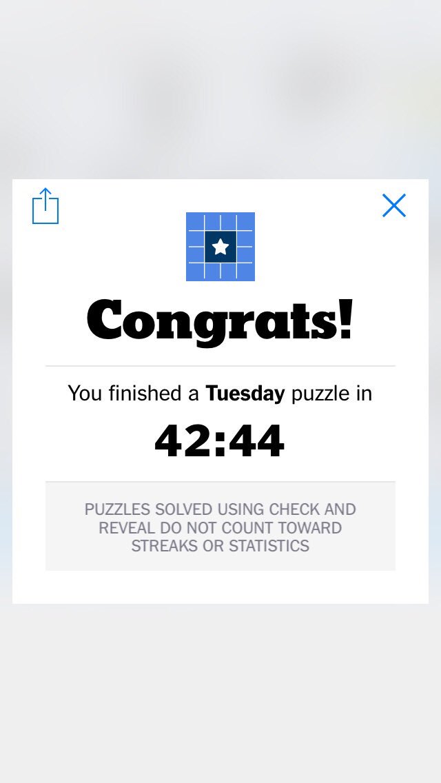 Three letters kept fooling with me, but I finally got there. #TuesdayCluesday #solver @nytimes (delayed post)