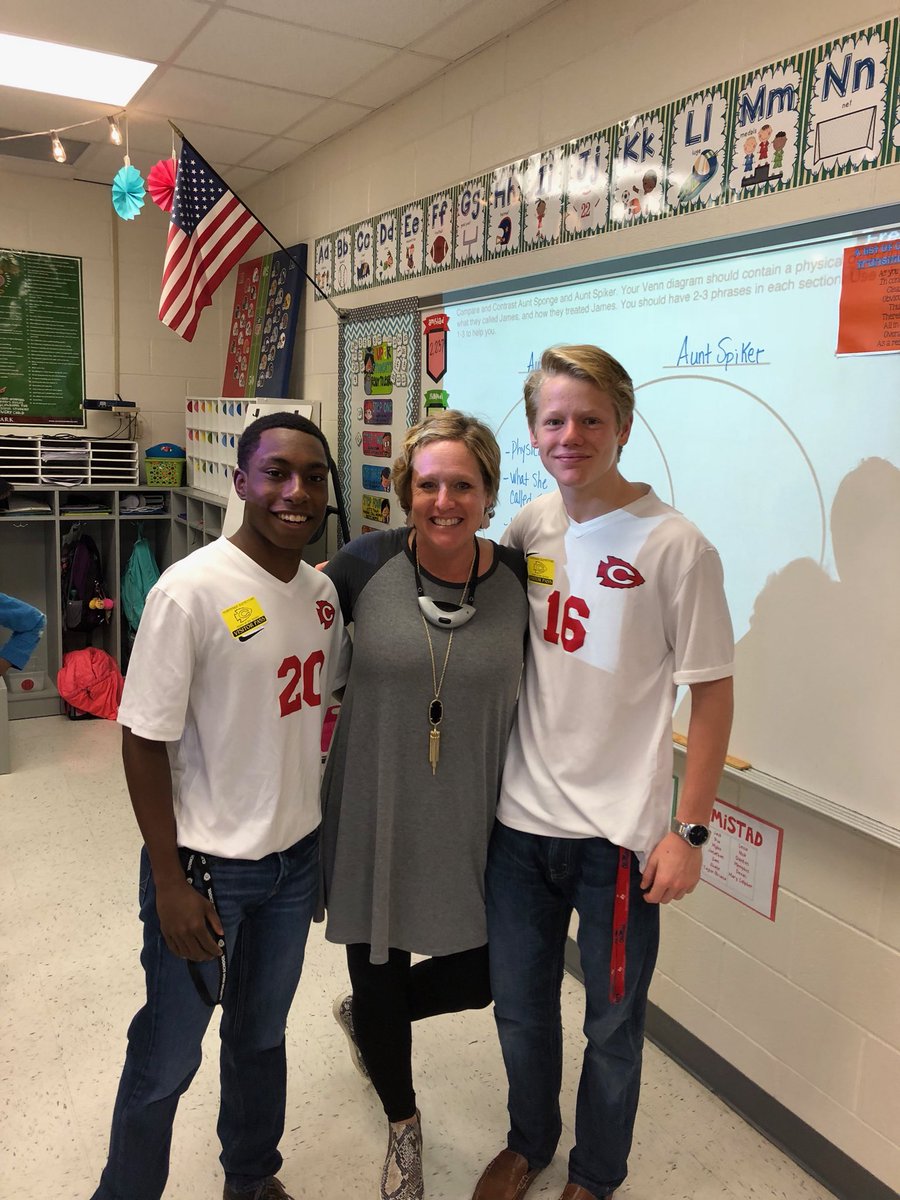CHSArrowSoccer's tweet photo. Thanks to Briggs Comley and Isaiah Johnson for reading to the students in Mrs. Bryant’s class today for Read Across America week. https://t.co/Nk020ZvNTB