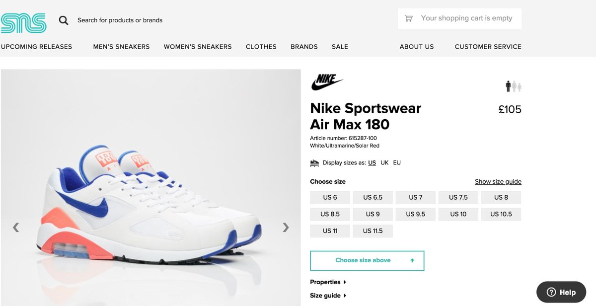 crepjunkie's tweet photo. Full-size run of the Air Max 180 OG available over on @sneakersnstuff > https://t.co/TLJRMlyKdE https://t.co/muRacOWBiC