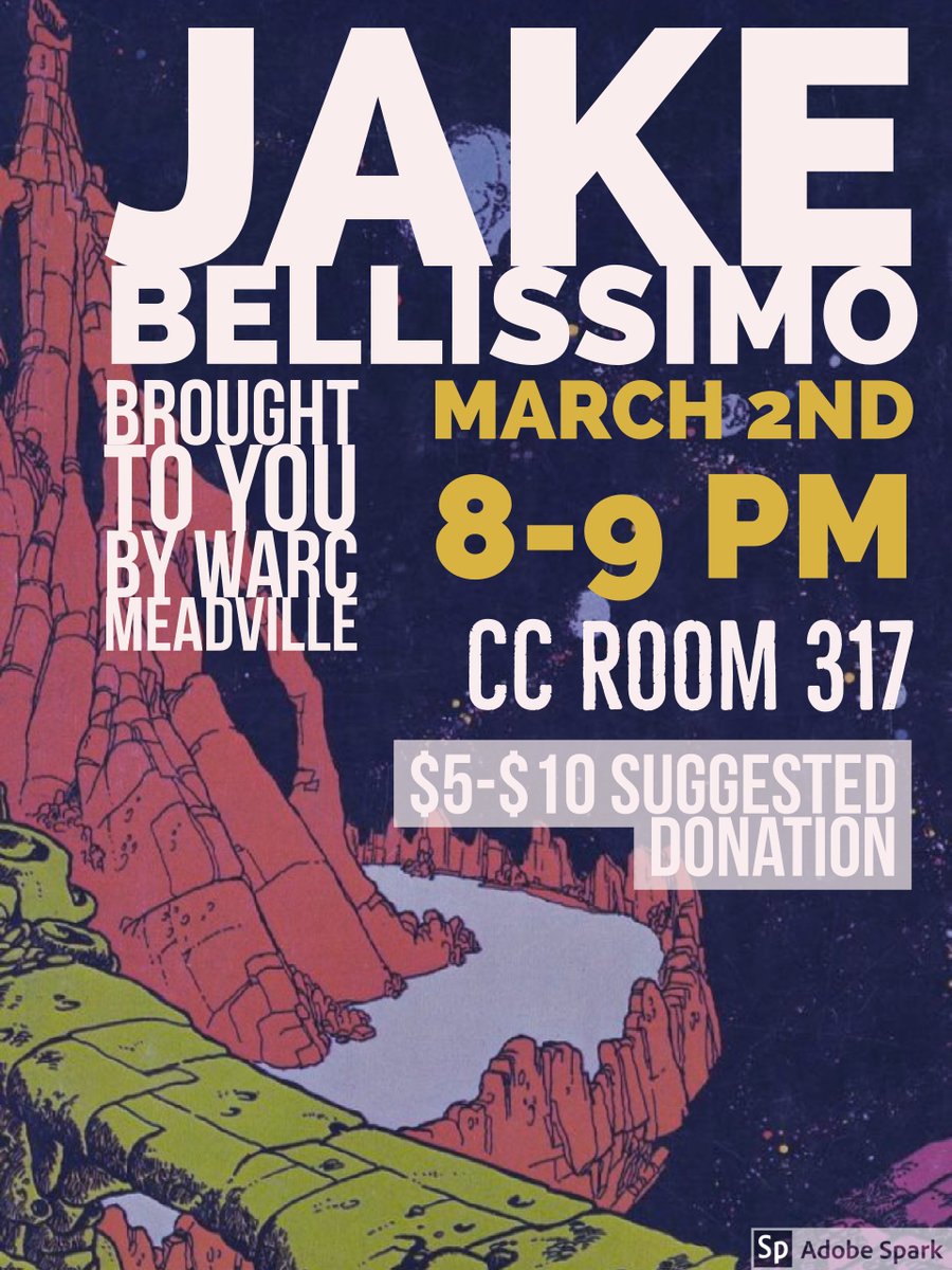 warc903's tweet photo. catch artist Jake Bellissimo for a performance this friday https://t.co/MrUo6xhKOS
