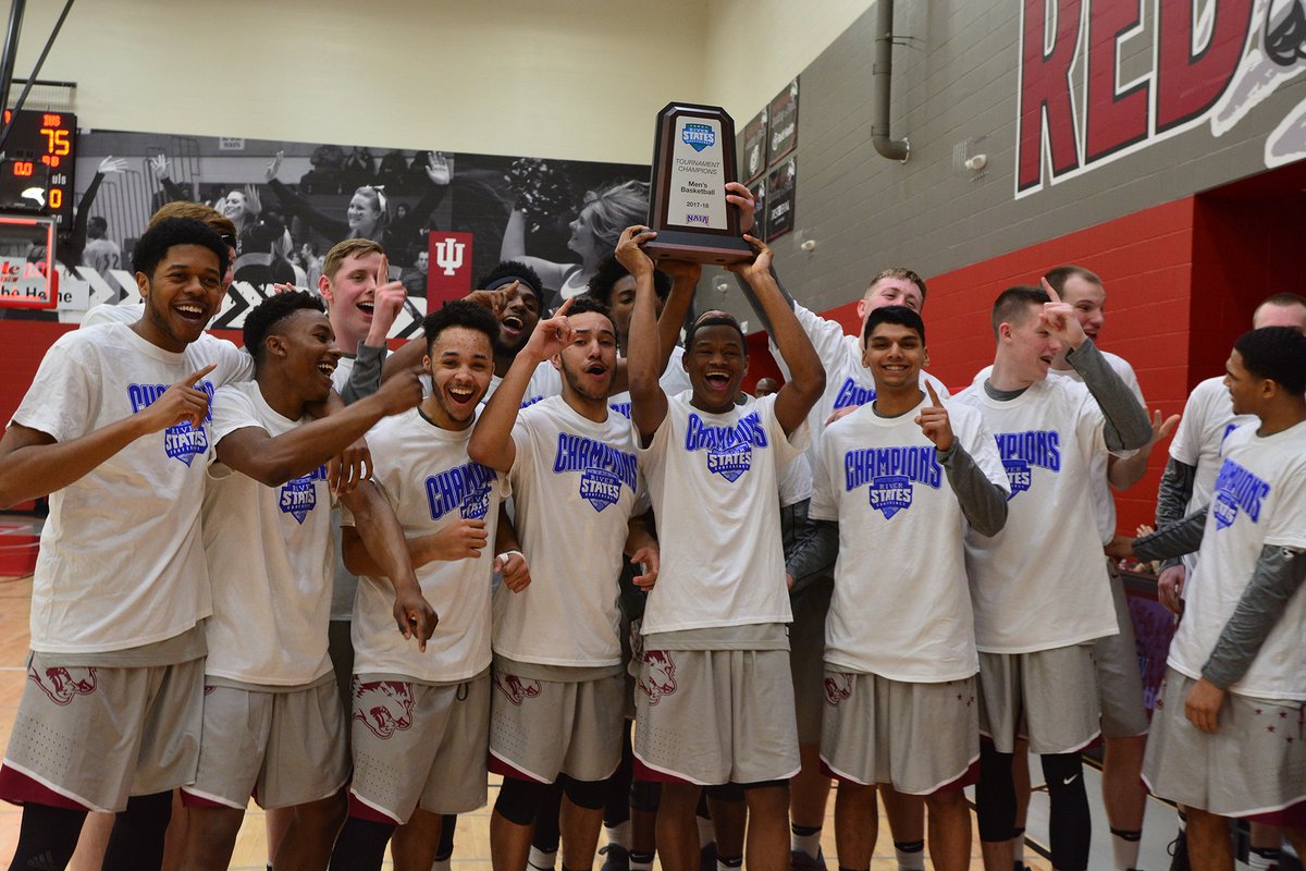 Back to back!!! #NAIADIIMBB #2 #iueast MBB is your two-time <a href="/RiverStatesConf/">River States Conference</a> tournament champion after a hard-fought 79-75 win against #13 IU Southeast! iueredwolves.com/article/4800.p…