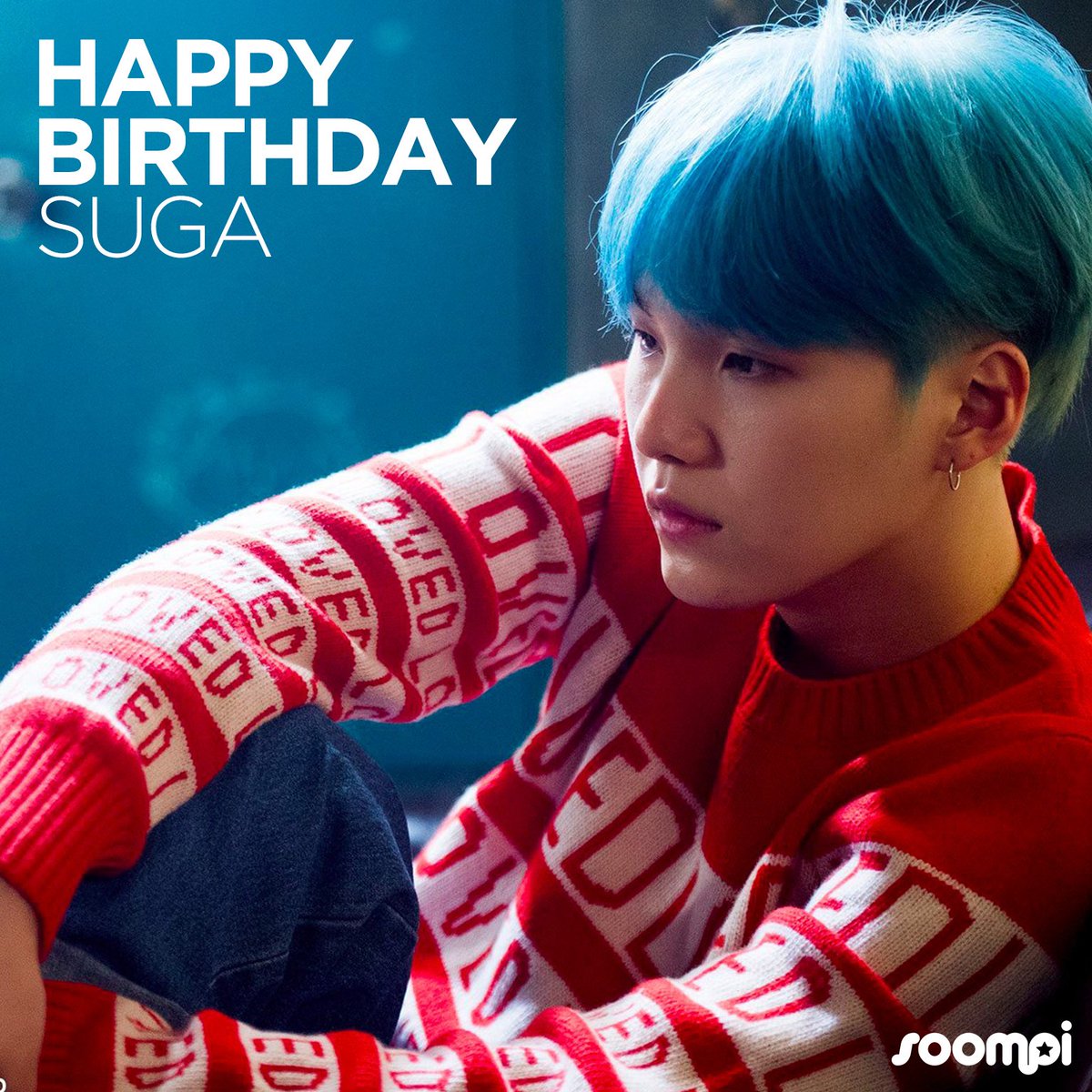 soompi's tweet photo. Happy Birthday to #BTS' Suga! #HappySugaDay! 🎉 Catch up with him: https://t.co/PIXjuPUrb2 https://t.co/qQ7KNbx9OF