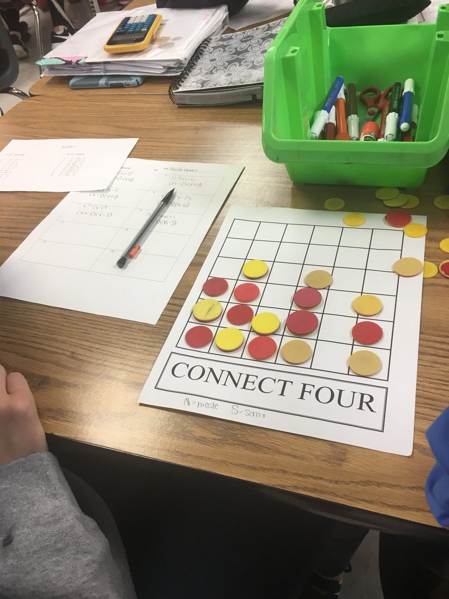 LBrookePowers's tweet image. Fun in algebra with factoring trinomials by playing Connect Four!  So fun!! #MTBoS #algchat #mathchat