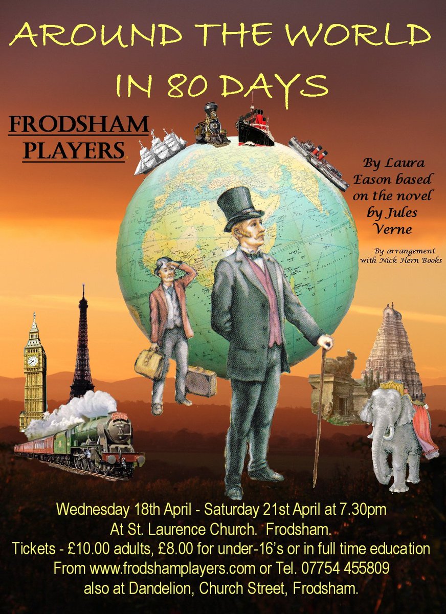 FrodshamPlayers's tweet photo. Here it is!  Check out the promos for "Around the World in 80 Days"
Tickets on sale soon!! #frodsham #atwied #80days #aroundtheworld #julesverne #acting https://t.co/RCbZWZG3dJ