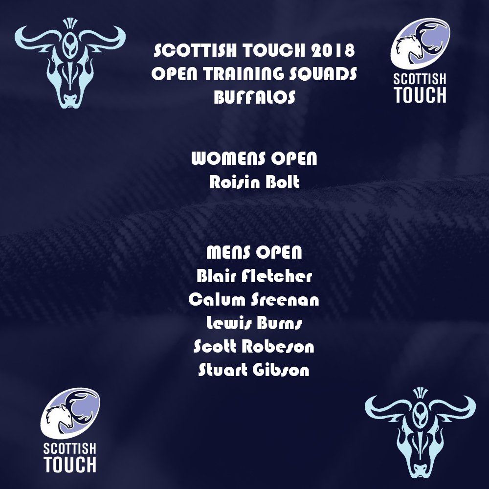 BuffalosTouch's tweet photo. Congratulations to the #buffalos selected for the @scottishtouch Open Training Squads for the 2018 European Championships! #buffamily #jointheherd #internationalbuffs #etc2018 #repping https://t.co/XXTVQa2I7j