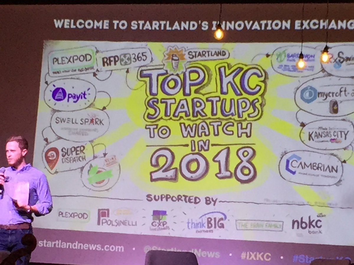 Attending the KC Startlands Innovation Exchange 3rd annual event of top 10 companies to watch in 2018.  Congrats to all!
