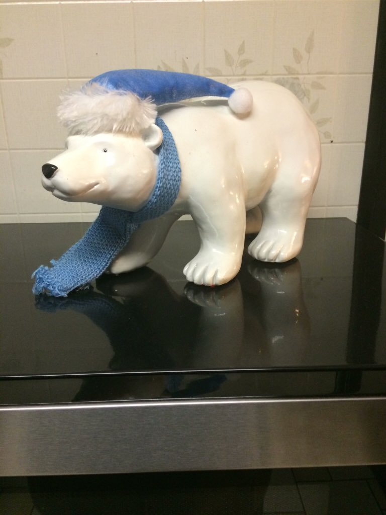 JihanDeKeyser's tweet photo. #PolarBearDay my favourite animal sitting on my microwave in the kitchen! https://t.co/Y2UV9cwki2