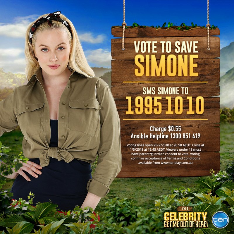 Chic_Talent's tweet photo. It's time to vote!! #celebsimone #ImACelebrityAU https://t.co/58hzjFkpk7