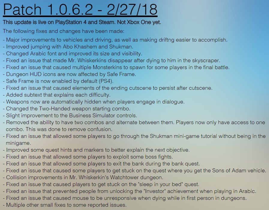 AboKhashemGame's tweet photo. Big update for #AboKhashem is now live on PS4 and Steam (Xbox One soon to come)! Driving improvements, more questline stability, better platforming controls, bug fixes, and more! Check out the full patch notes: https://t.co/8RBI3p6pxW https://t.co/vBlB2GNAX6