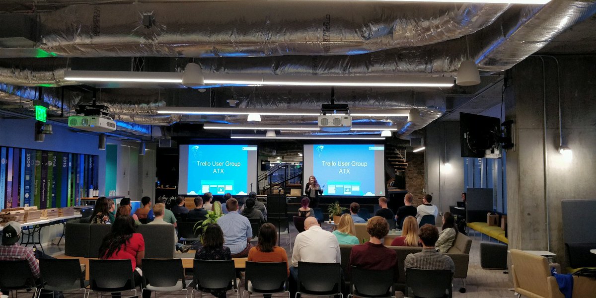 admnofatlassian's tweet photo. At the @trello user group in #austin @Atlassian office!

#trello #austin #atlassian https://t.co/4lrylXbYCI